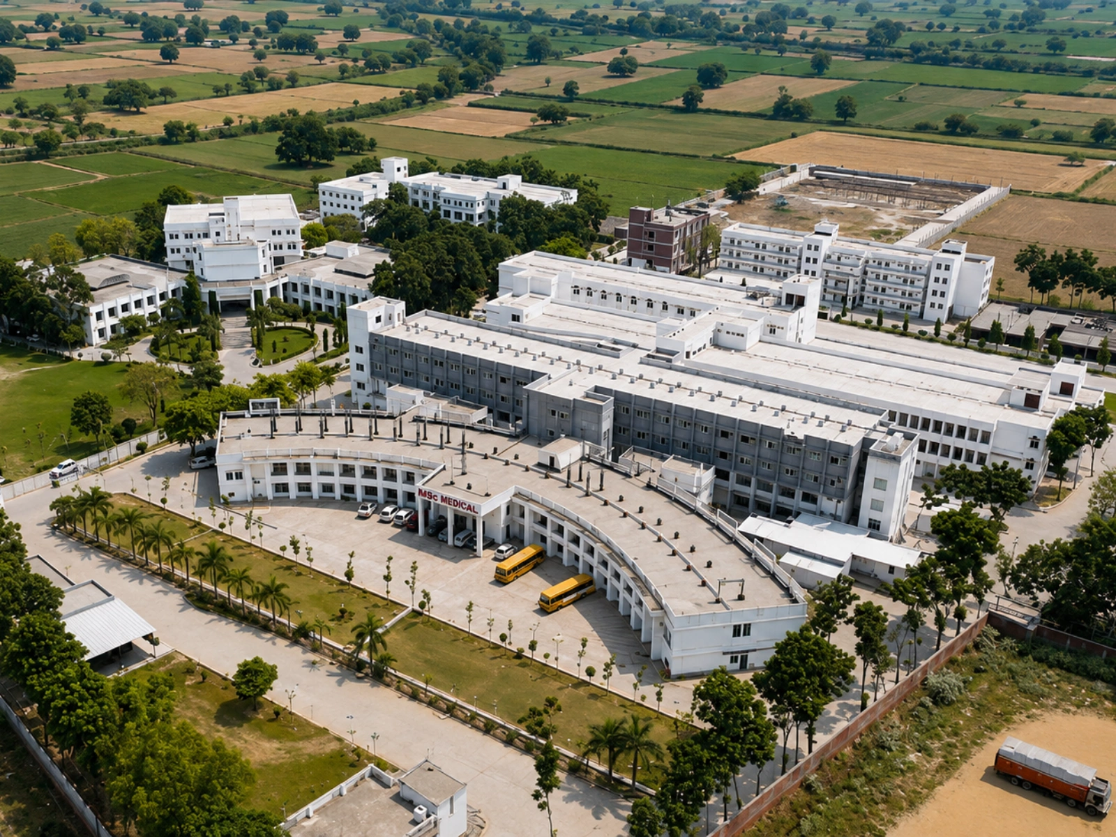 Aerial view of the MSc Medical academic buildings and administration block